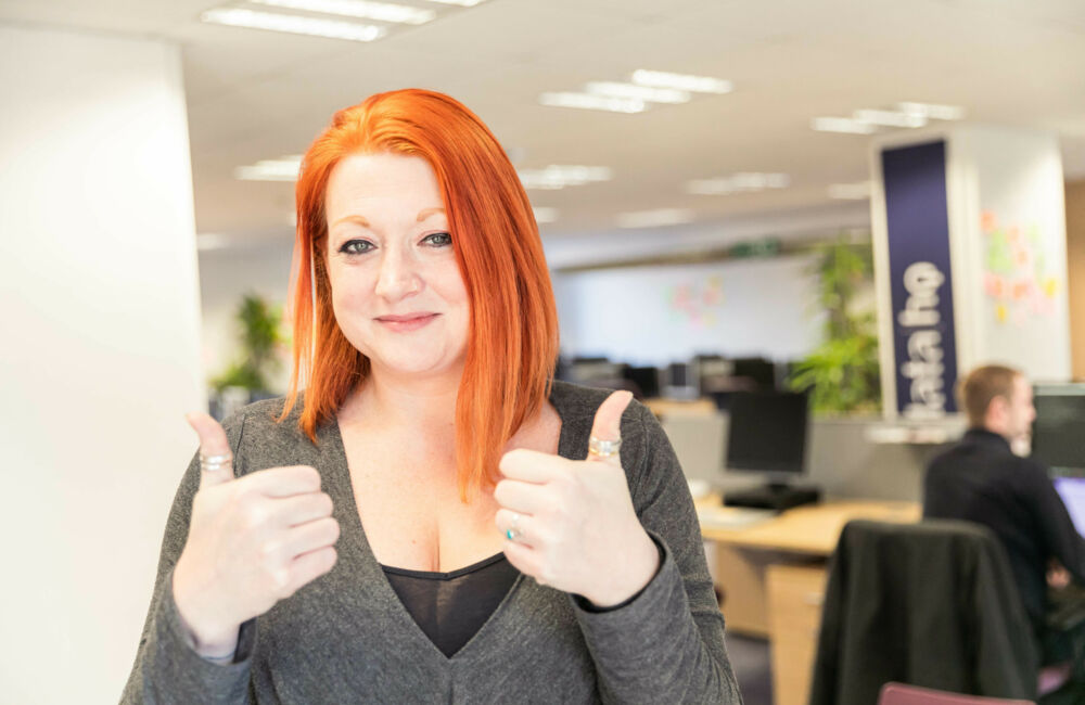 Bec Thumbs Up at Data HQ