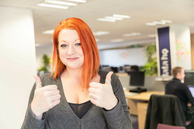 Bec Thumbs Up at Data HQ